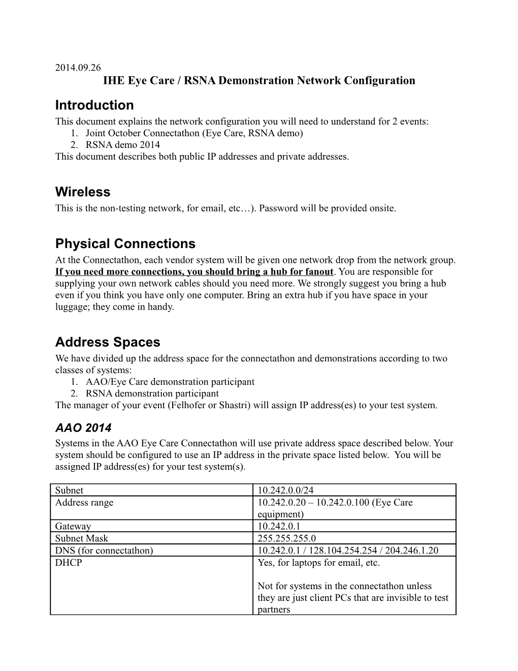 IHE Eye Care / RSNA Demonstration Network Configuration