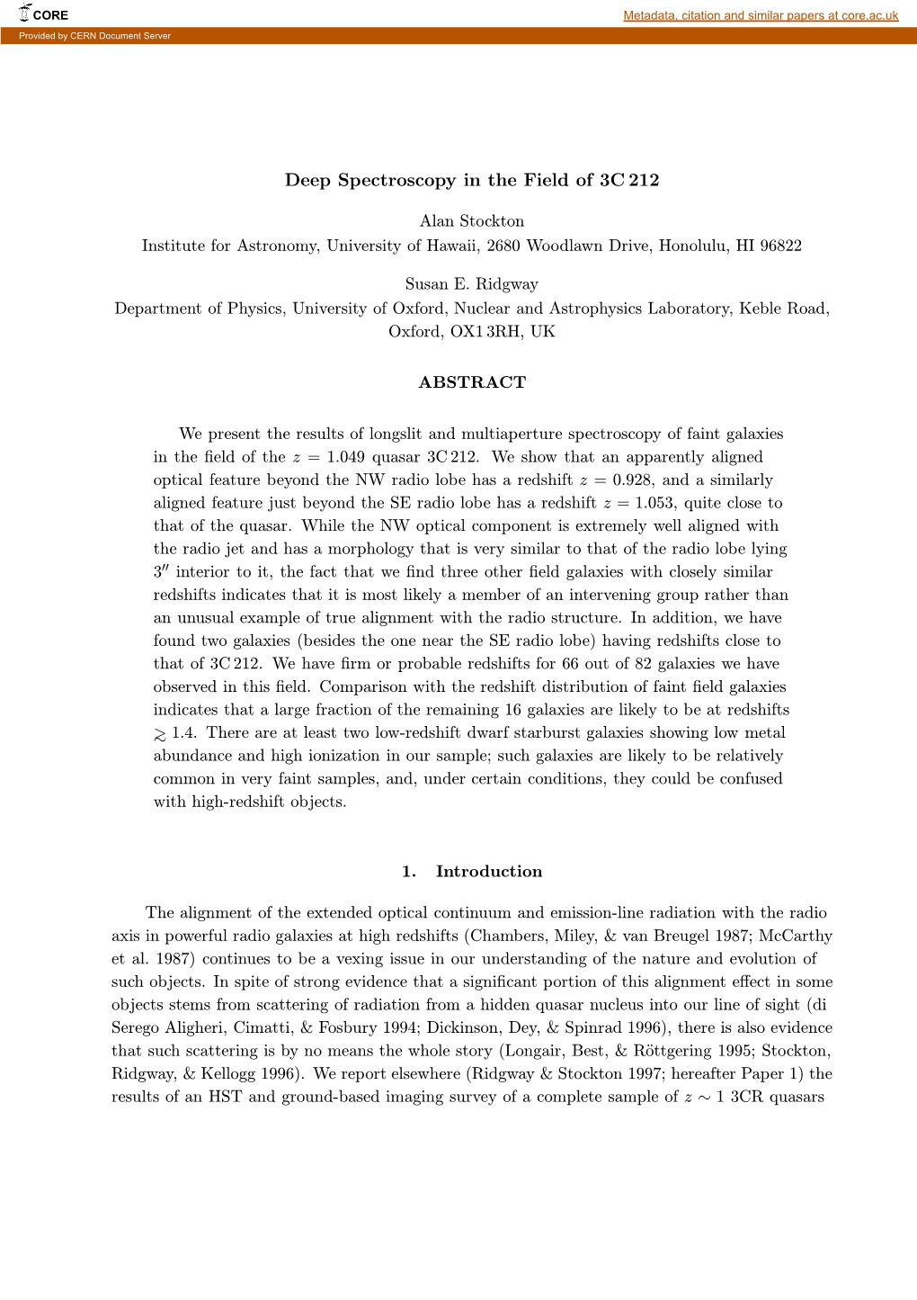 Deep Spectroscopy in the Field of 3C 212