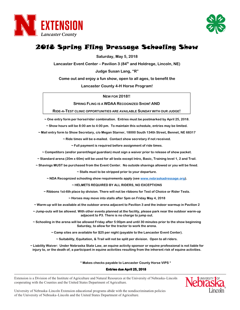2018 Spring Fling Dressage Schooling Show