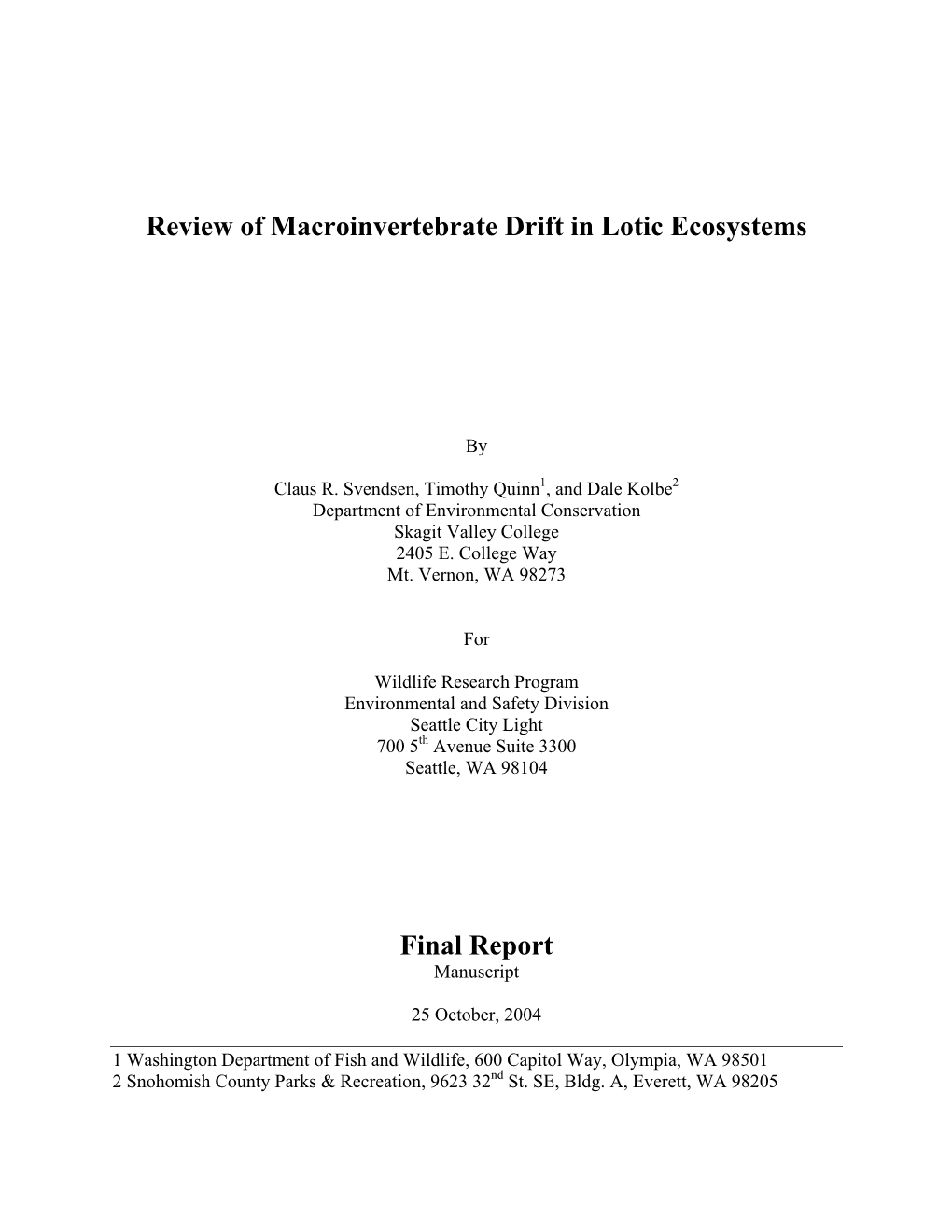 Review of Macroinvertebrate Drift in Lotic Ecosystems