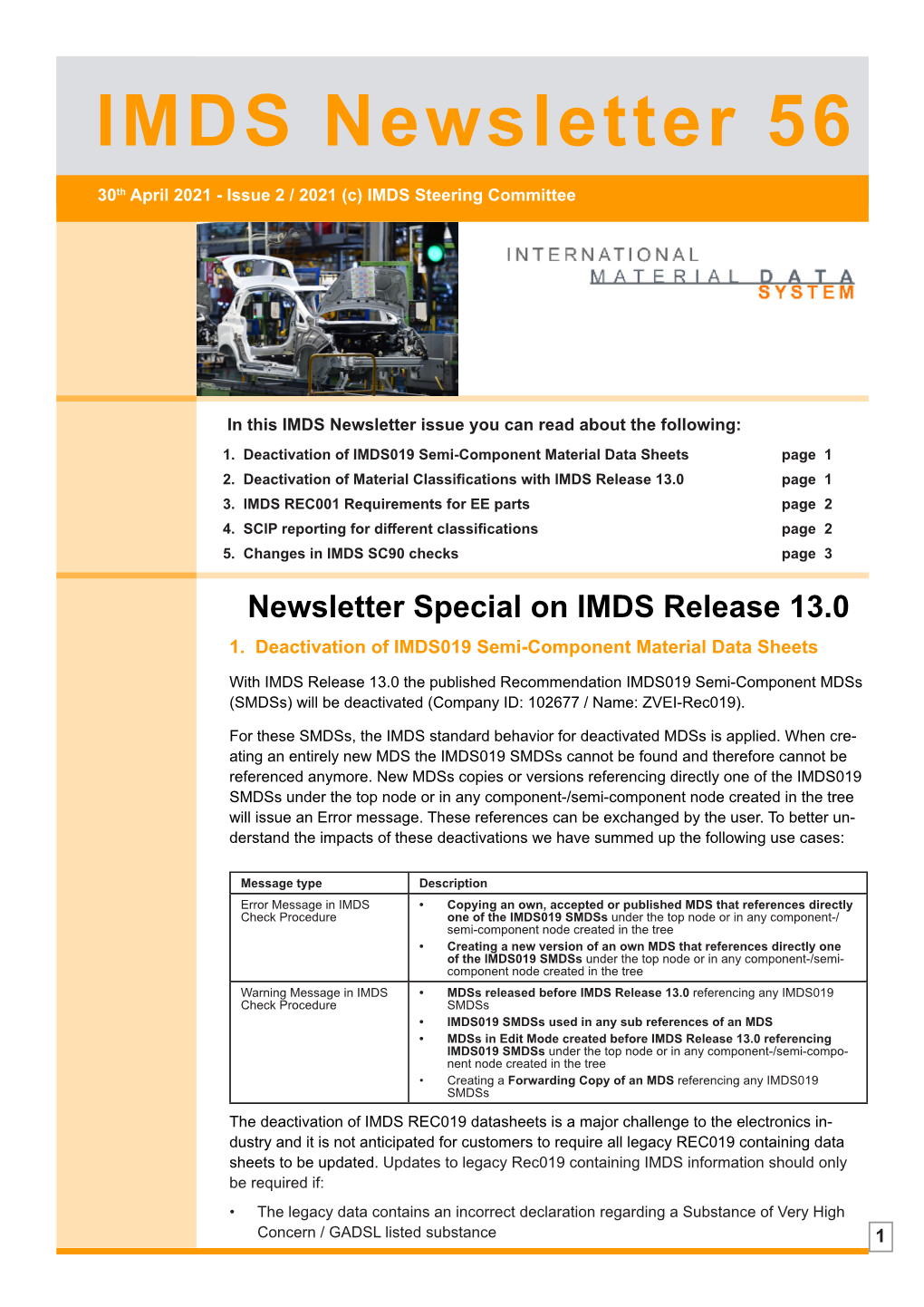 IMDS Newsletter 56 (Release 13.0)