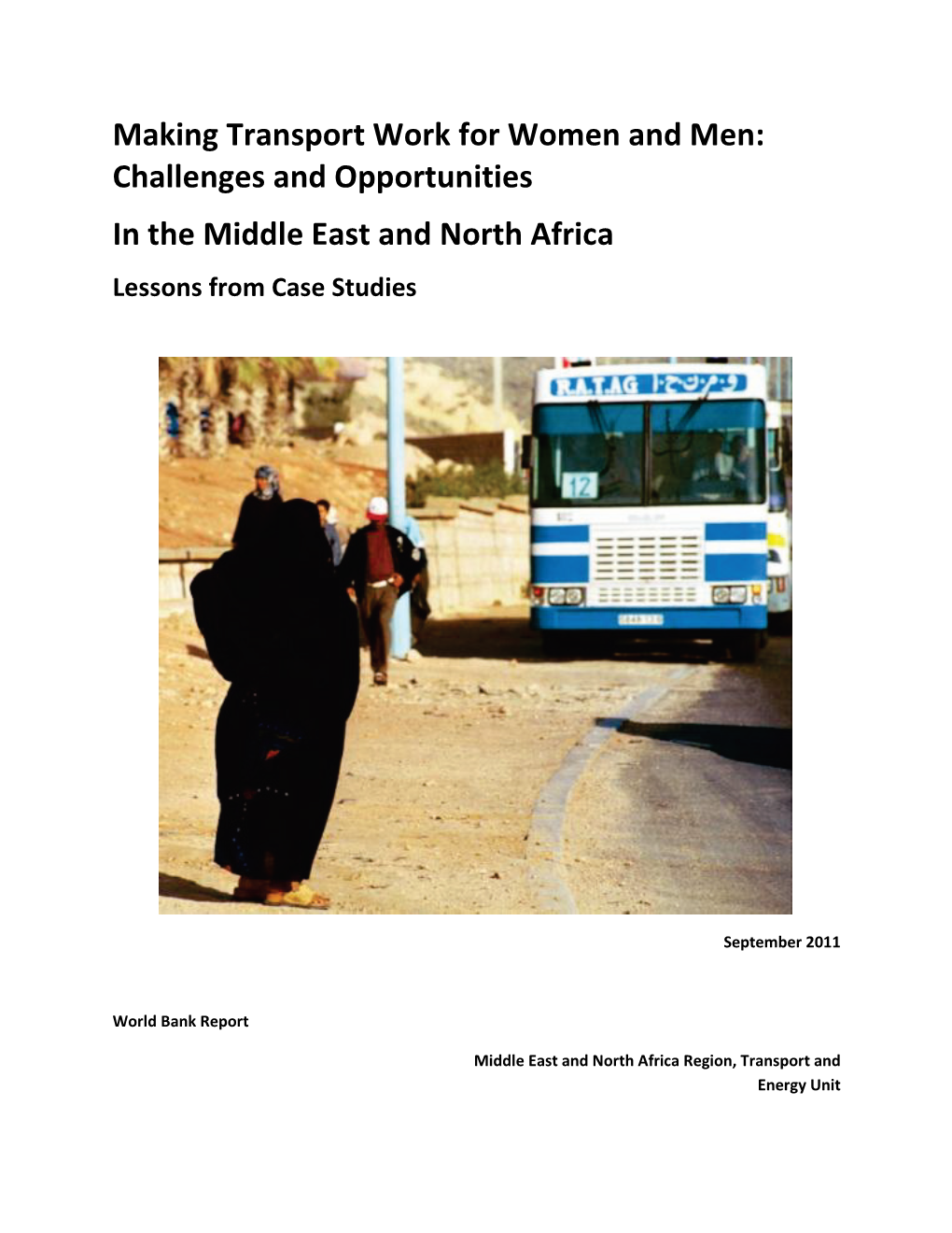 Making Transport Work for Women and Men: Challenges and Opportunities in the Middle East and North Africa