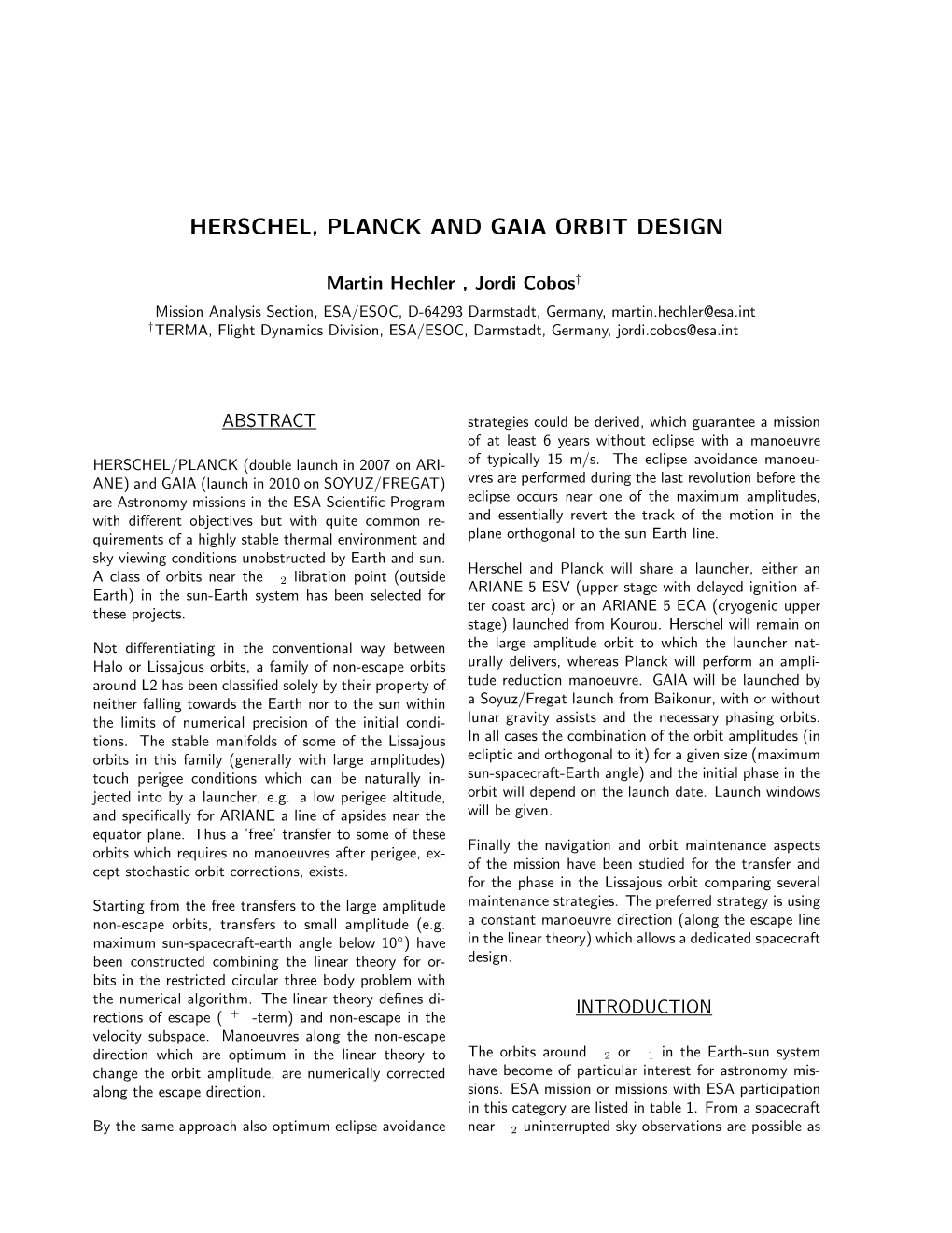 Herschel, Planck and Gaia Orbit Design