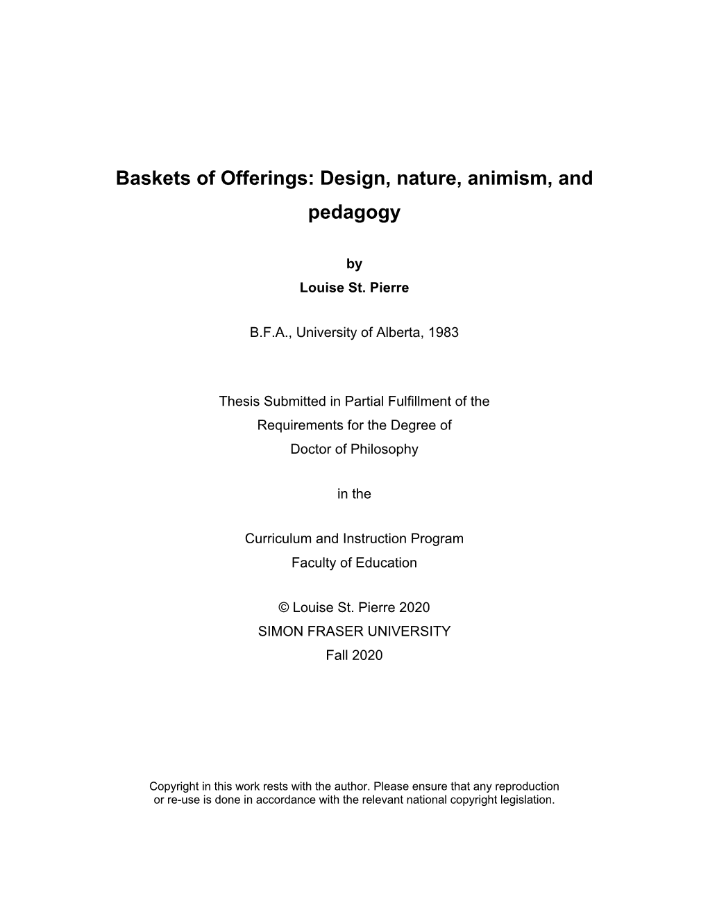 Baskets of Offerings: Design, Nature, Animism, and Pedagogy