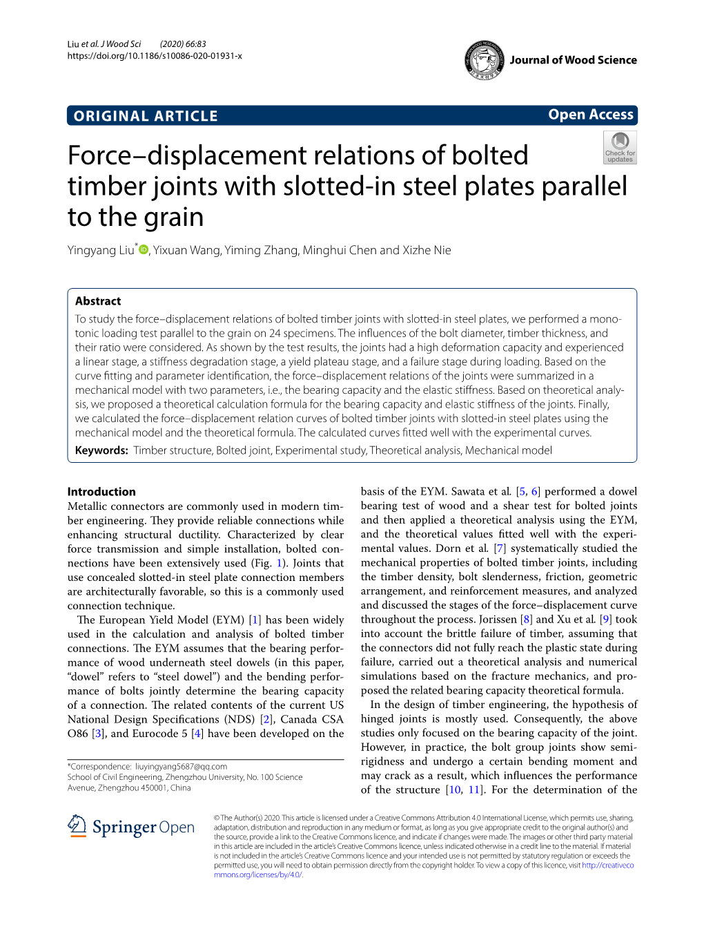 Force–Displacement Relations of Bolted Timber Joints with Slotted-In Steel Plates Parallel to the Grain