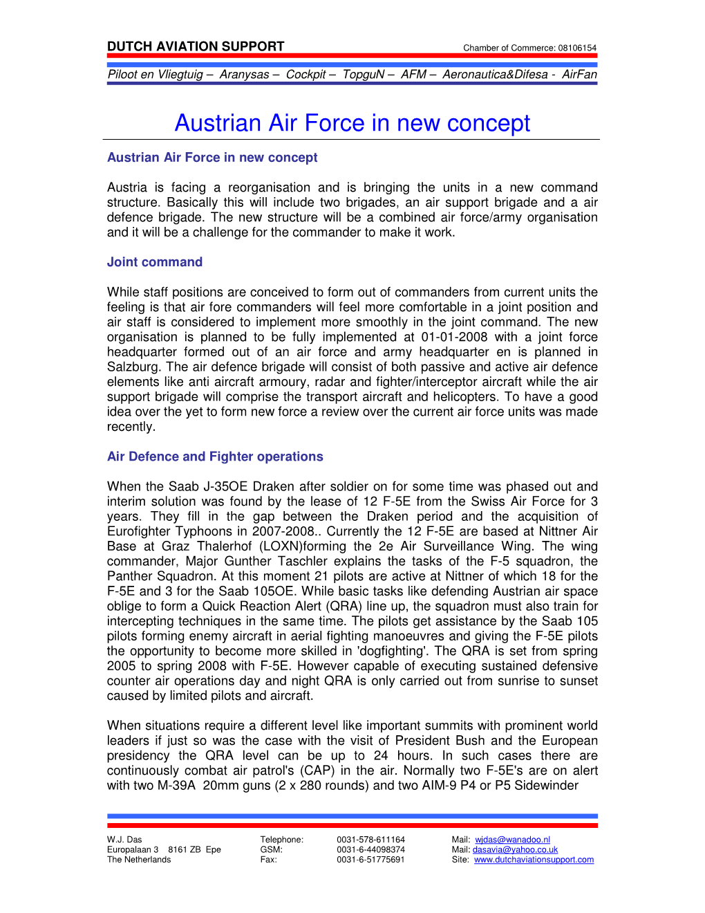 Austrian Air Force in New Concept