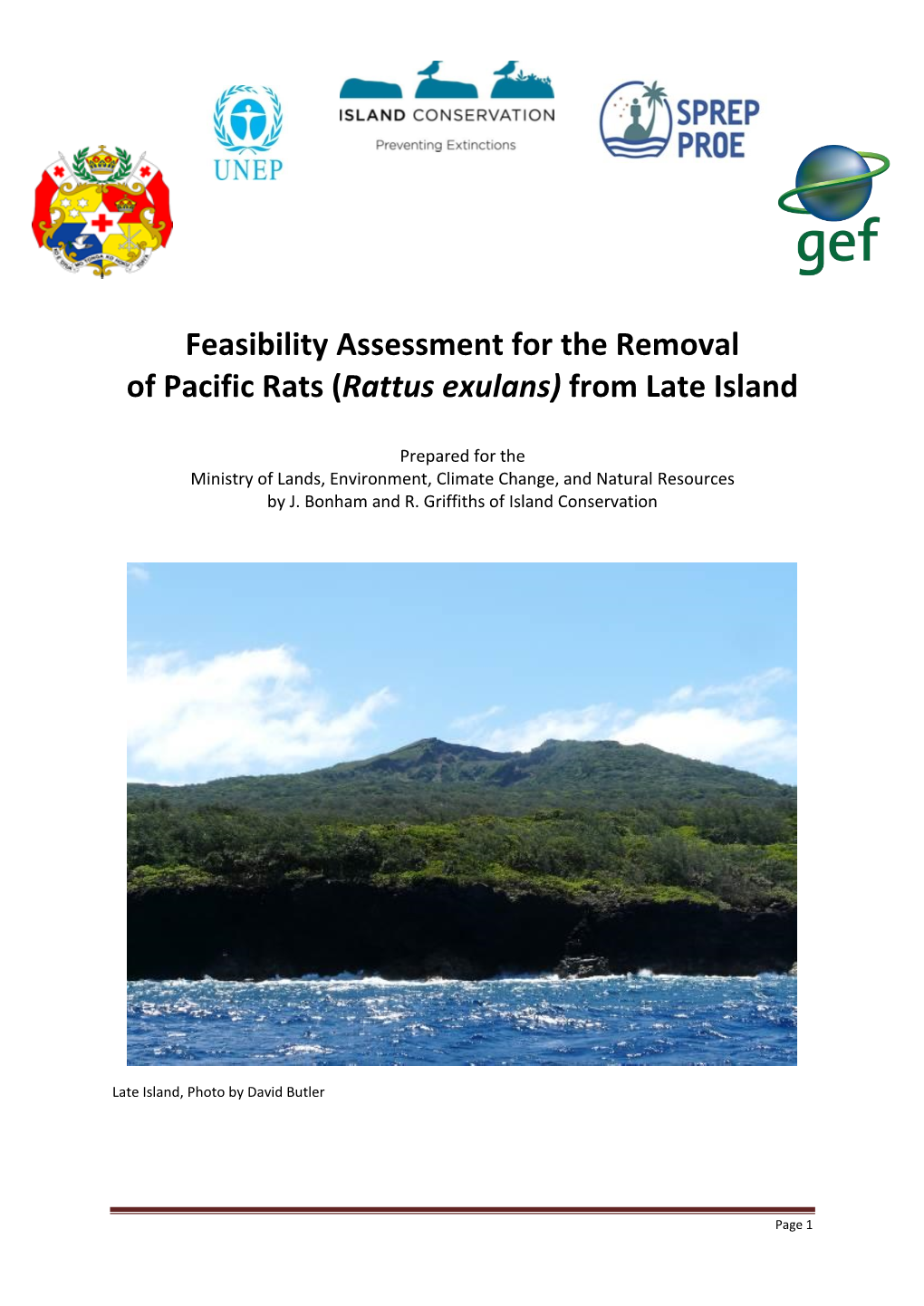 Feasibility Assessment for the Removal of Pacific Rats (Rattus Exulans) from Late Island