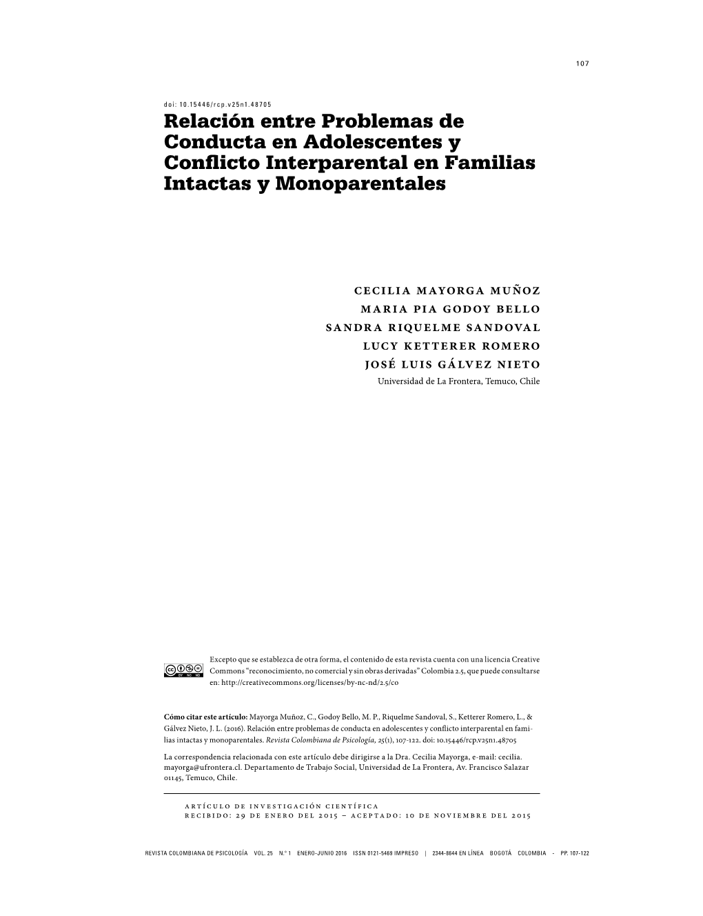 Relación Entre Problemas De Conducta En Adolescentes Y Conflicto Interparental En Familias Intactas Y Monoparentales