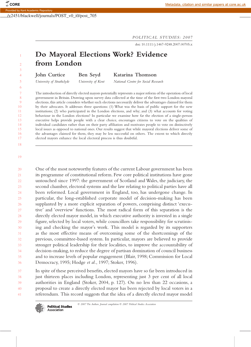 Do Mayoral Elections Work? Evidence from London