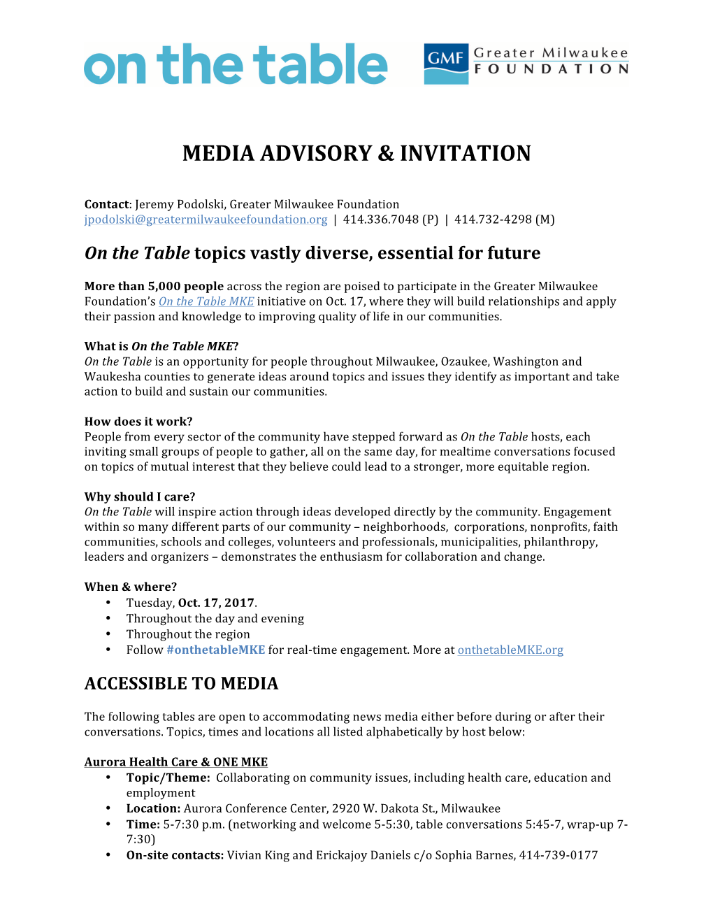 Media Advisory & Invitation