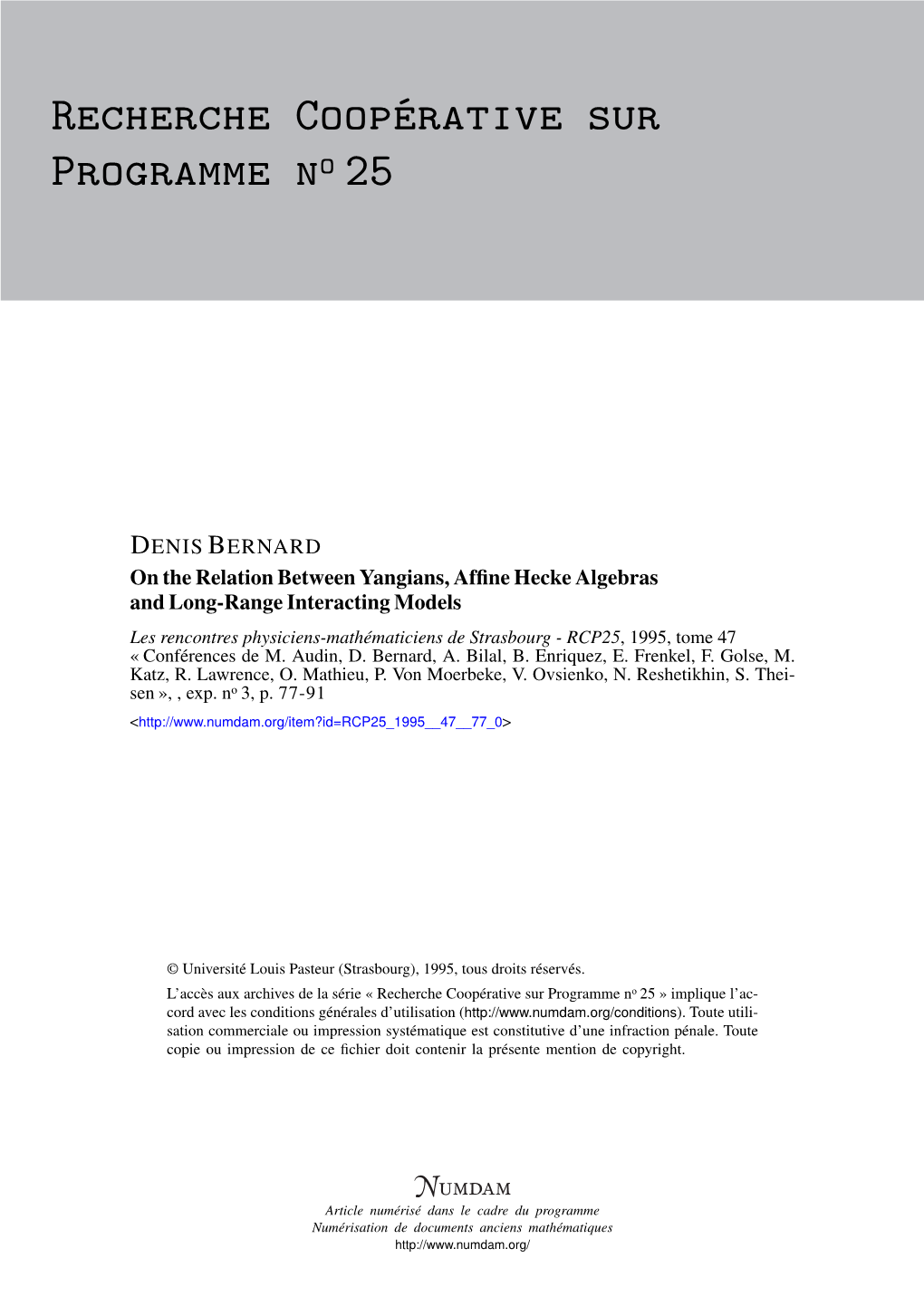 On the Relation Between Yangians, Affine Hecke Algebras and Long-Range Interacting Models