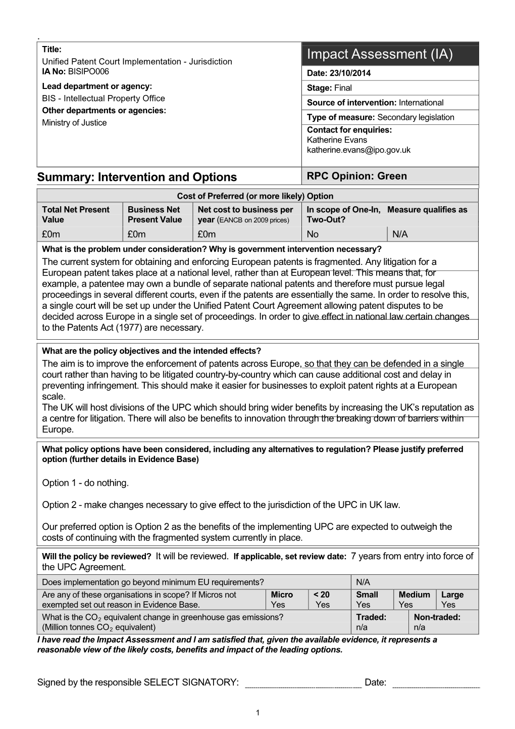 Unified Patent Court Implementation