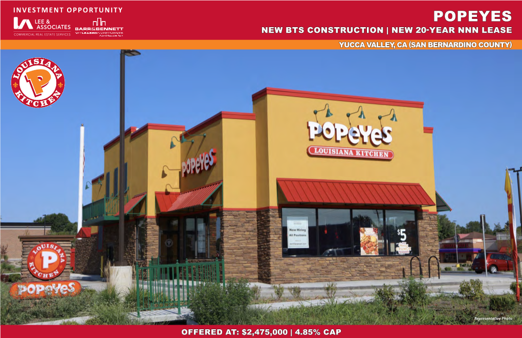Popeyes New Bts Construction | New 20-Year Nnn Lease Yucca Valley, Ca (San Bernardino County)