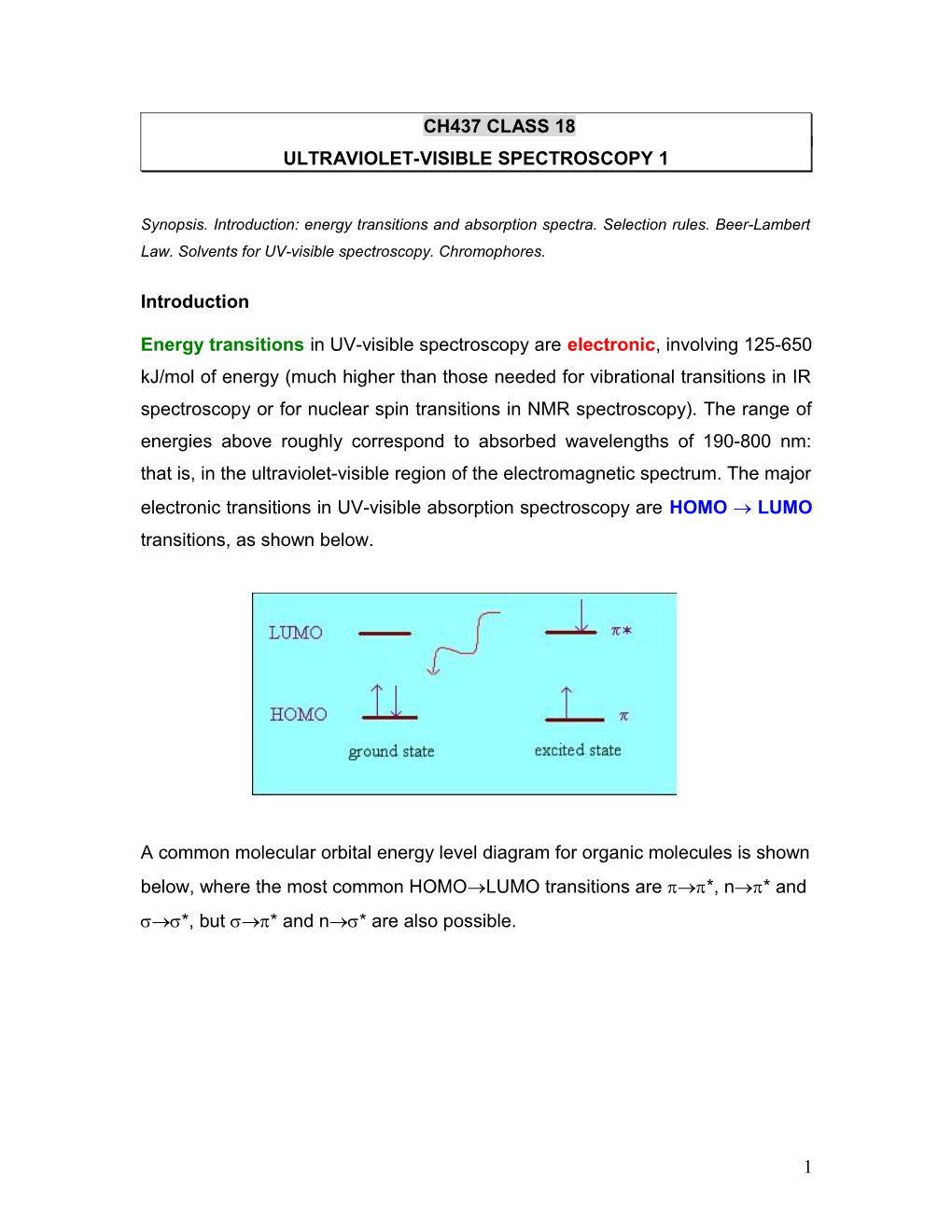 Structure Determination in Conjugated Systems: UV Spectroscopy (P