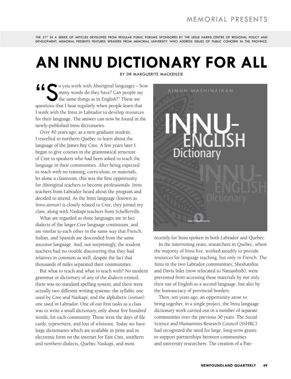 An Innu Dictionary for All by Dr Marguerite Mackenzie