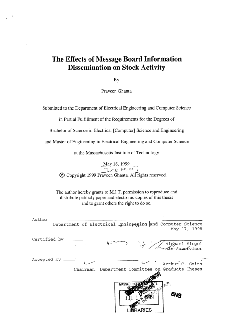 The Effects of Message Board Information Dissemination on Stock Activity