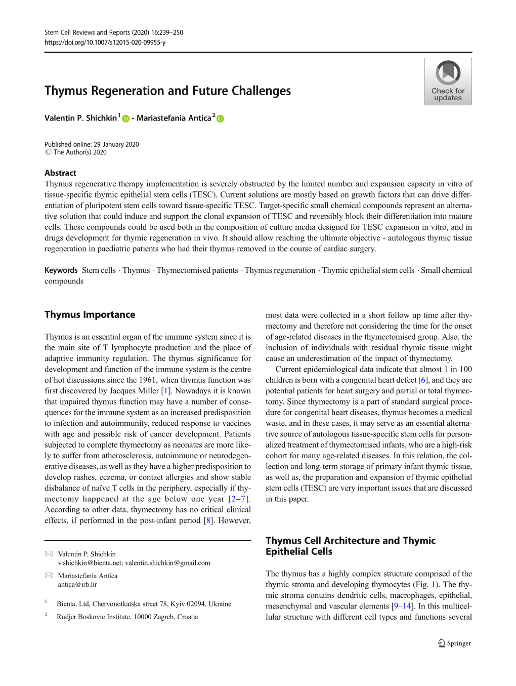 Thymus Regeneration and Future Challenges