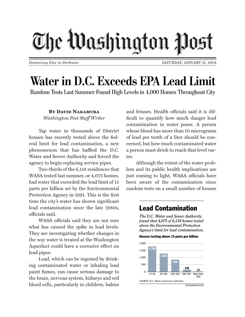 Water in DC Exceeds EPA Lead Limit