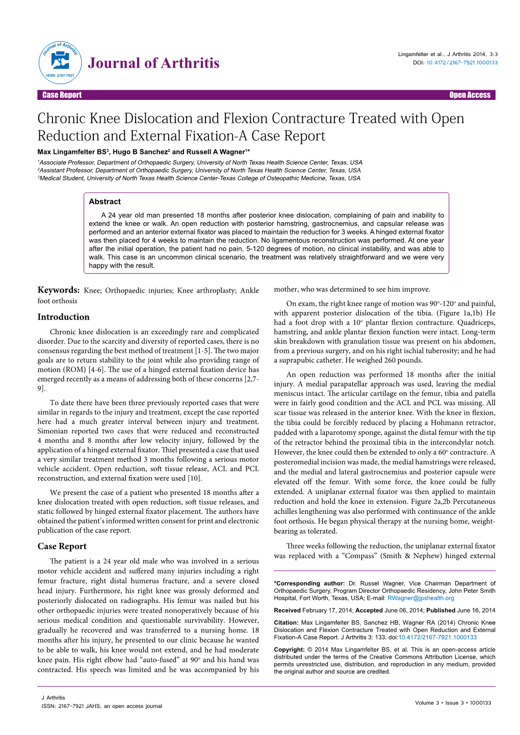 Chronic Knee Dislocation and Flexion Contracture Treated With