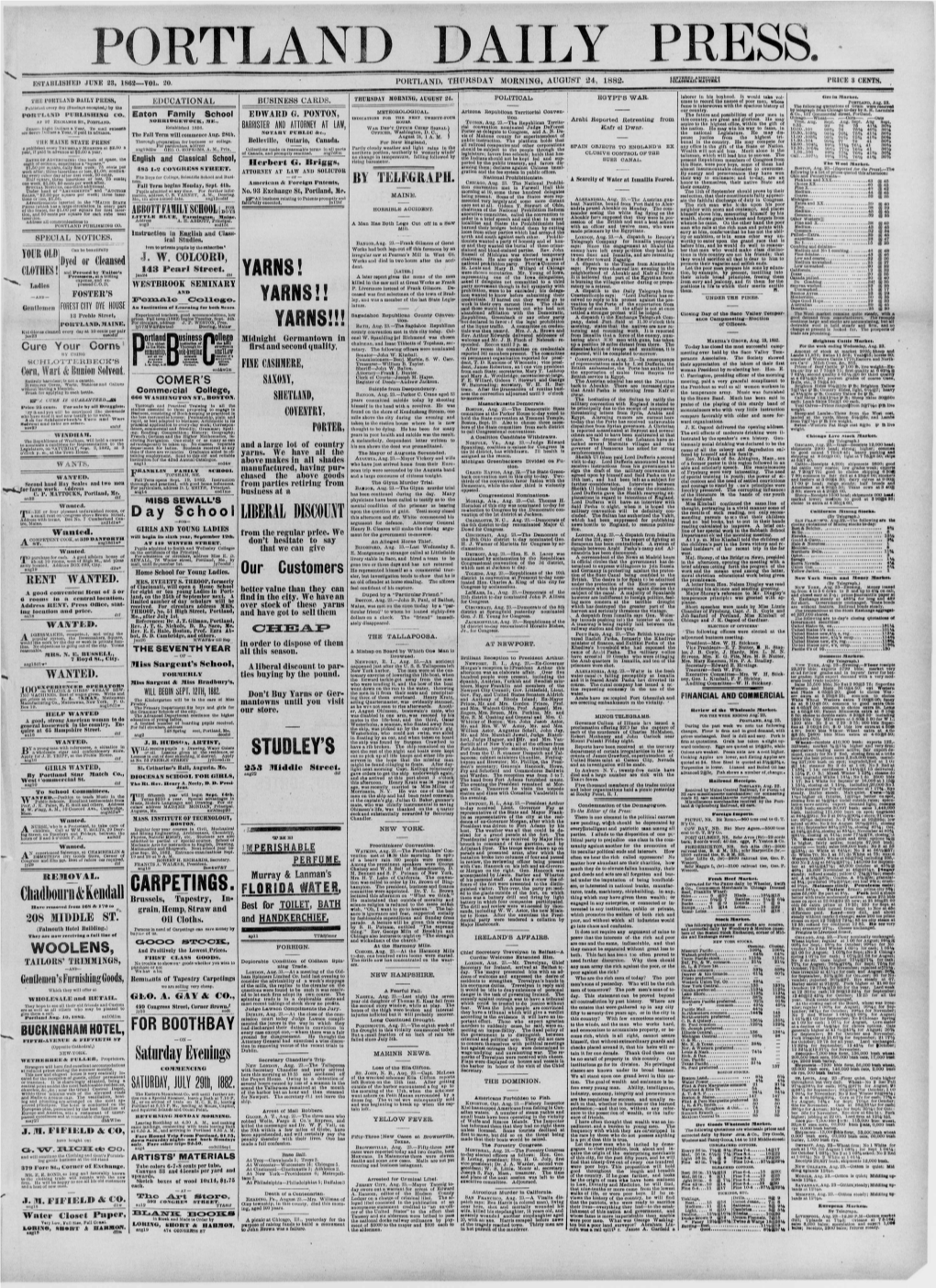 Portland Daily Press: August 24,1882