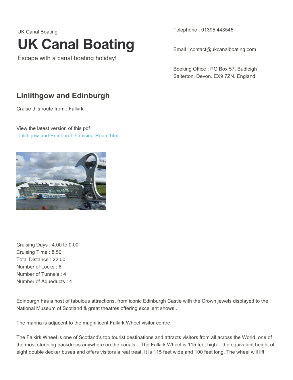 Linlithgow and Edinburgh | UK Canal Boating