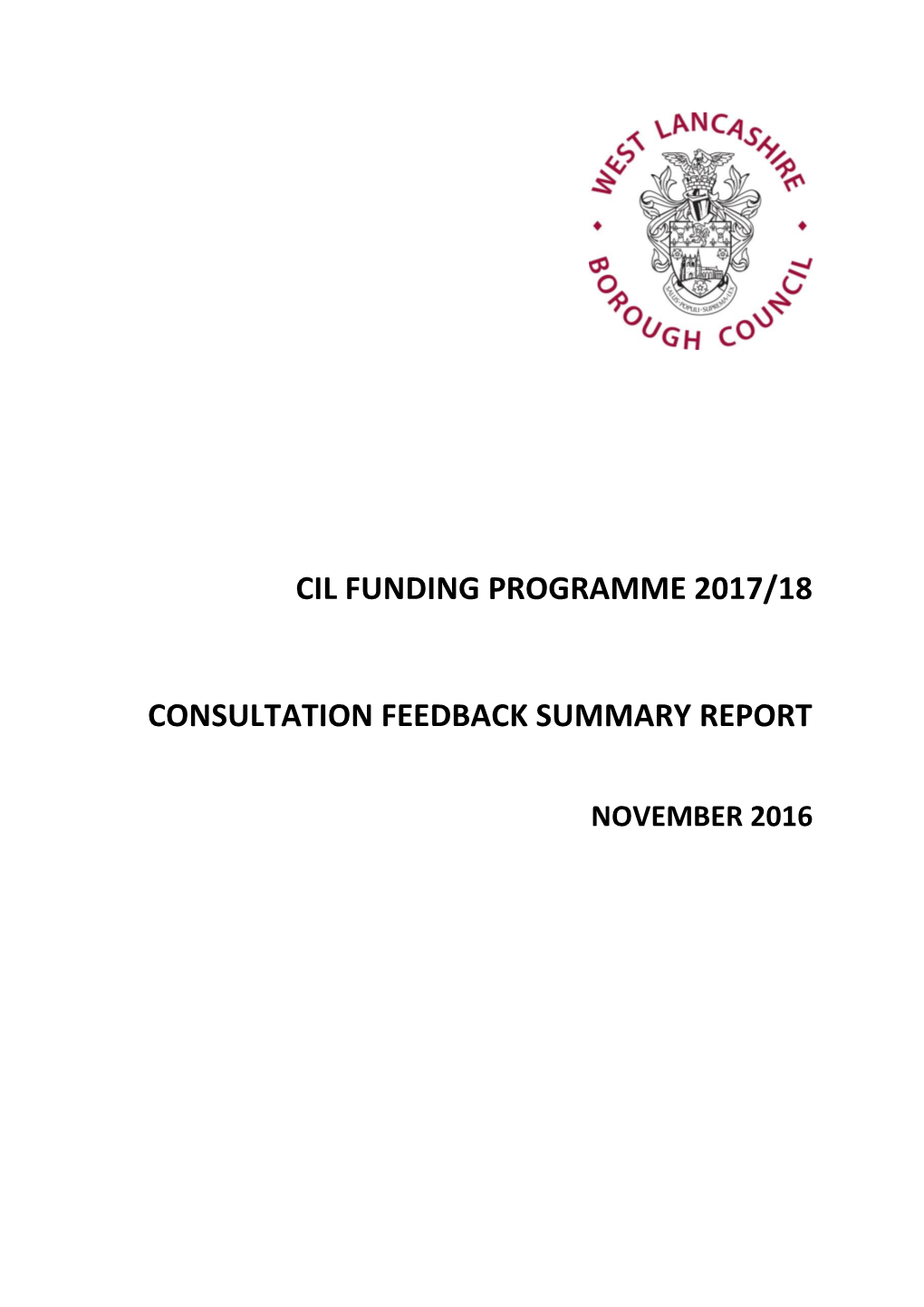 Cil Funding Programme 2017/18 Consultation