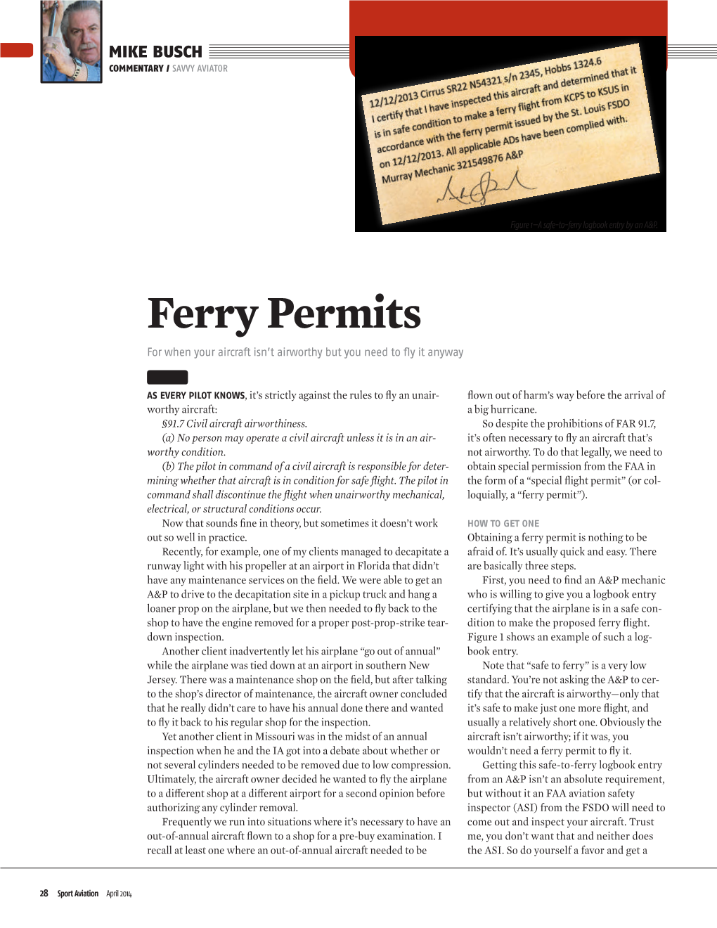 Ferry Permits for When Your Aircraft Isn’T Airworthy but You Need to ﬂ Y It Anyway