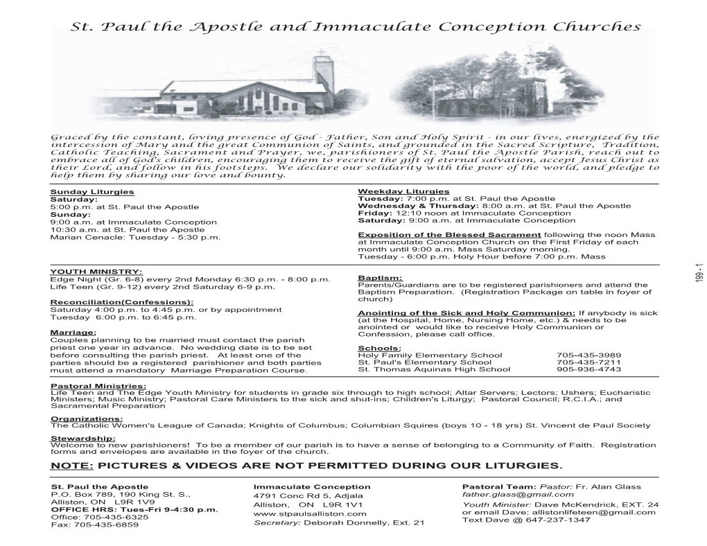 St. Paul the Apostle and Immaculate Conception Churches O-STATIC