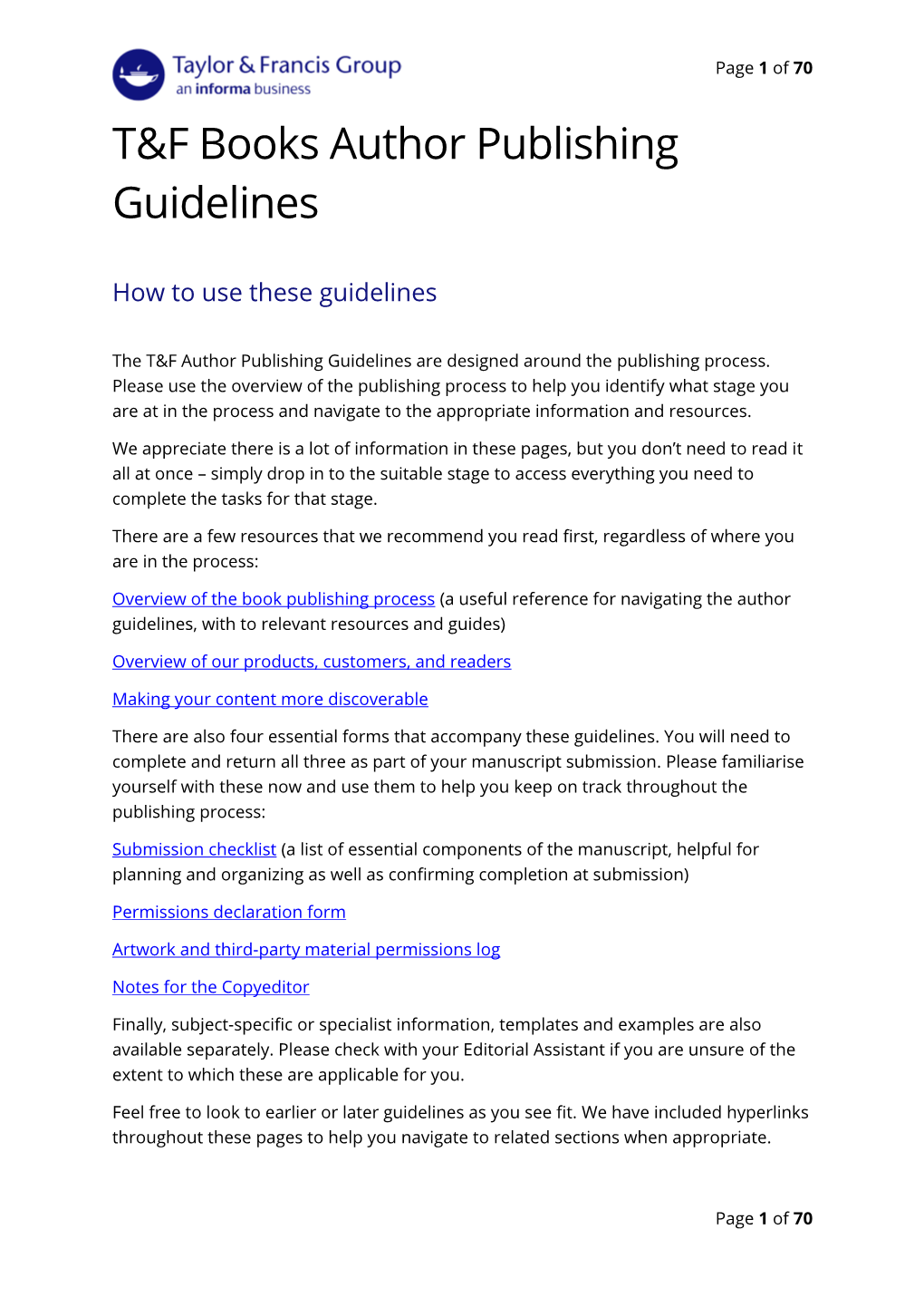 T&F Books Author Publishing Guidelines