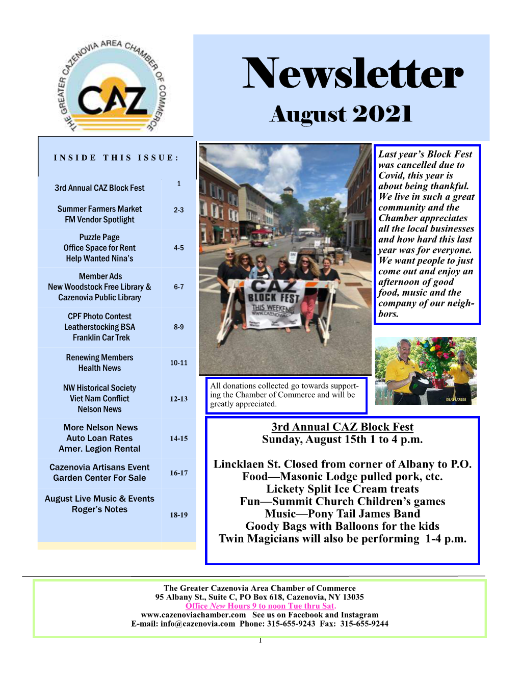 Newsletter August 2021