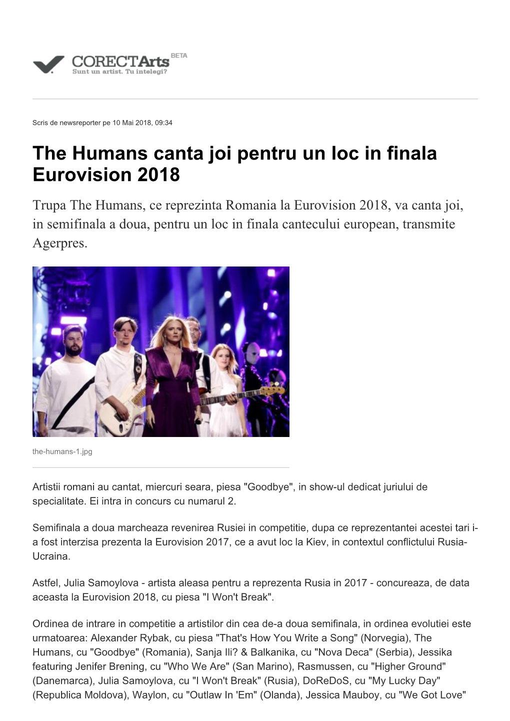 The Humans Canta Joi Pentru Un Loc in Finala