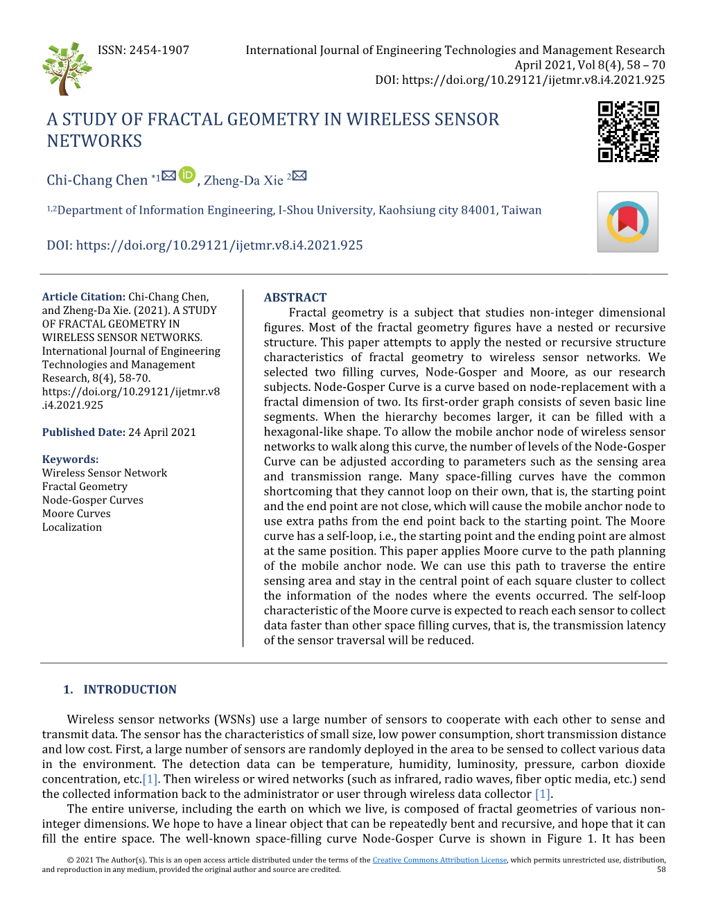 A Study of Fractal Geometry in Wireless Sensor Networks