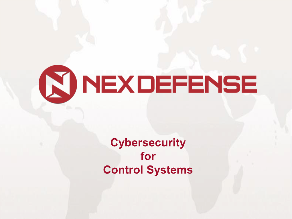 Cybersecurity for Control Systems NEXDEFENCE