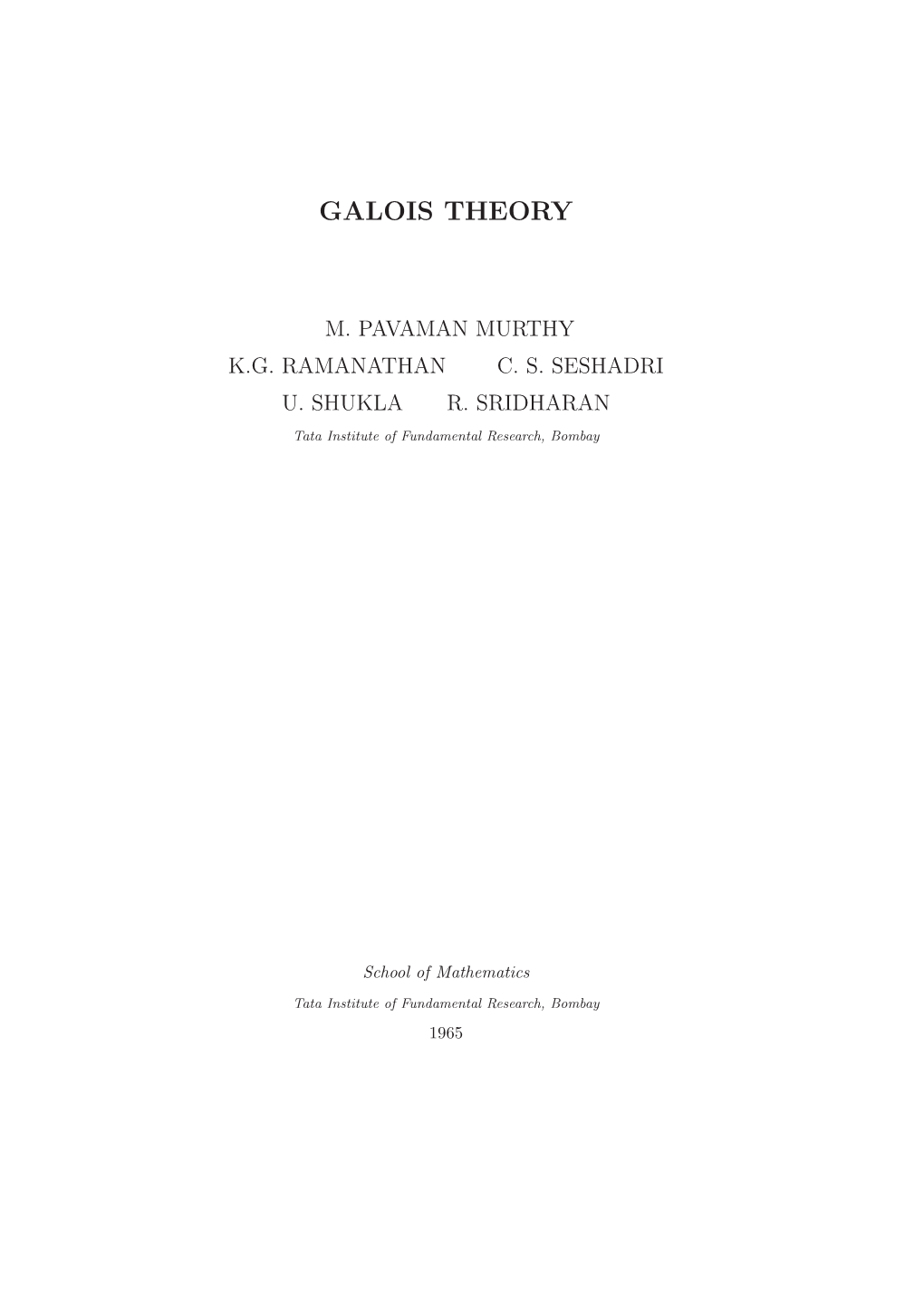 Galois Theory