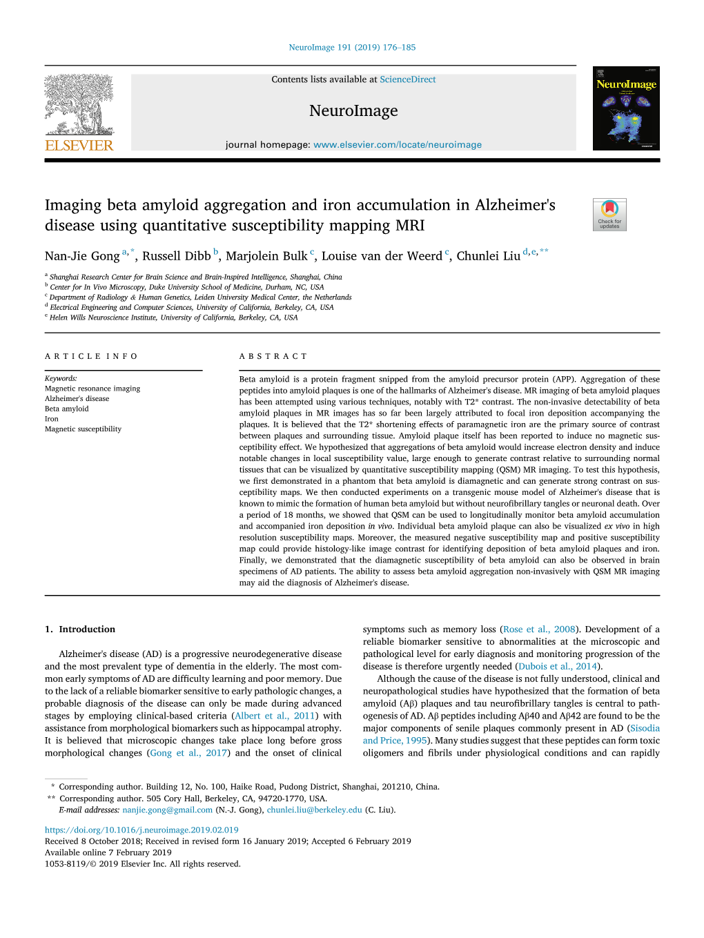 Imaging Beta Amyloid Aggregation and Iron Accumulation in Alzheimer's Disease Using Quantitative Susceptibility Mapping MRI