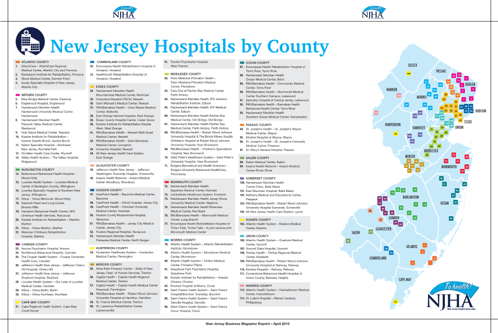 New Jersey Hospitals by County N N ATLANTIC COUNTY N N CUMBERLAND COUNTY 61