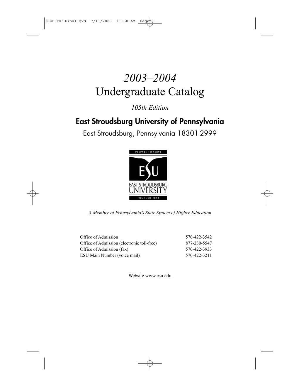 ESU UGC Final.Qxd 7/11/2003 11:50 AM Page 1