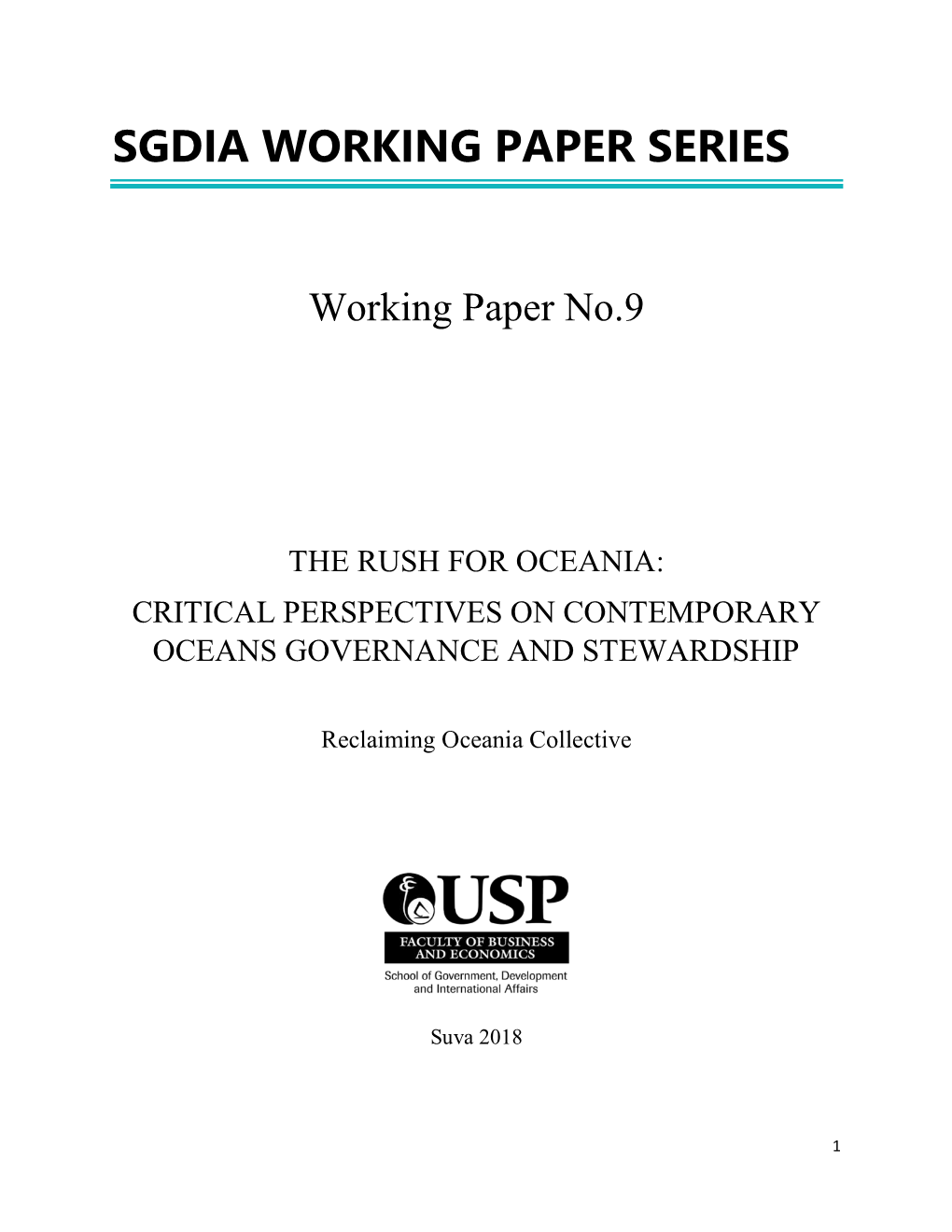 Sgdia Working Paper Series