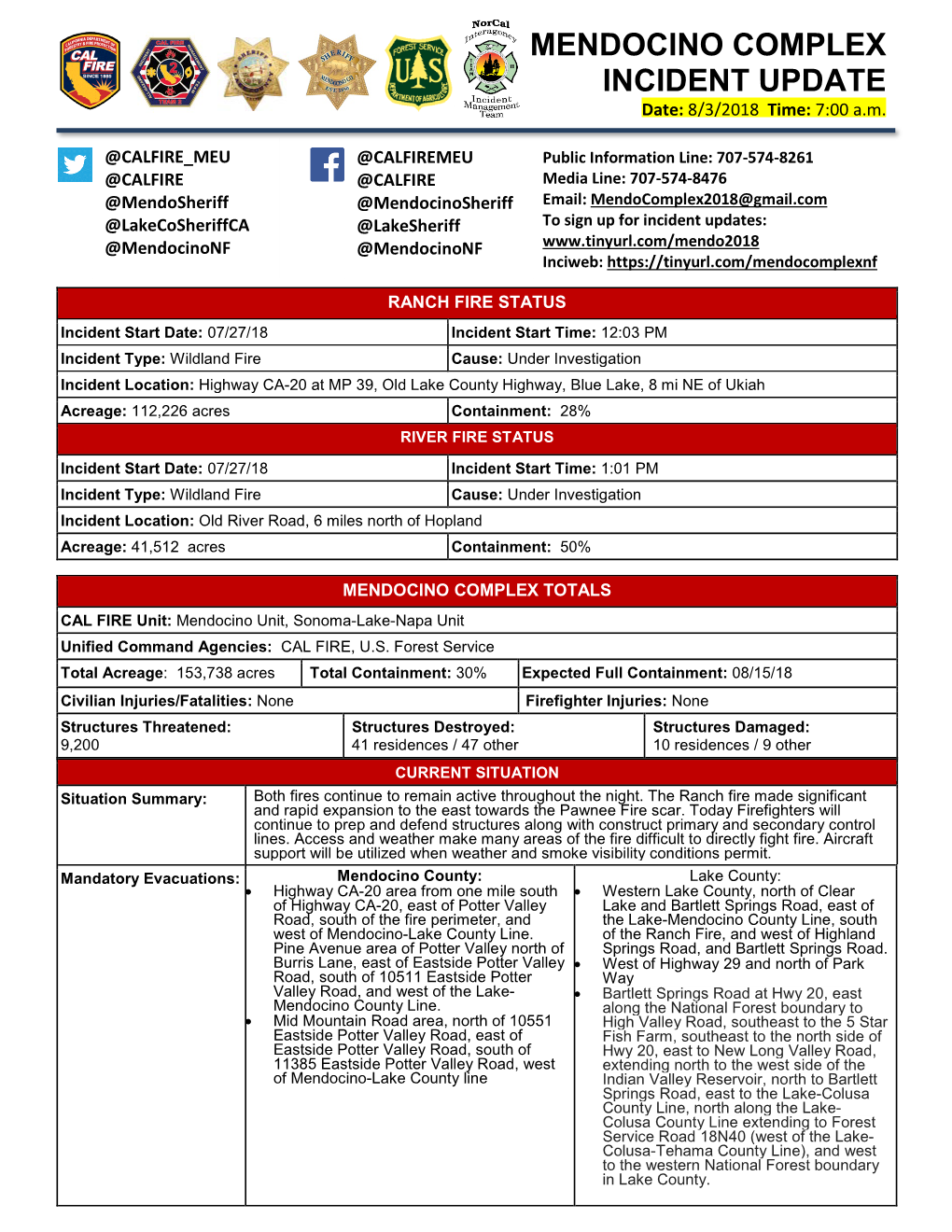 Mendocino Complex Incident Update