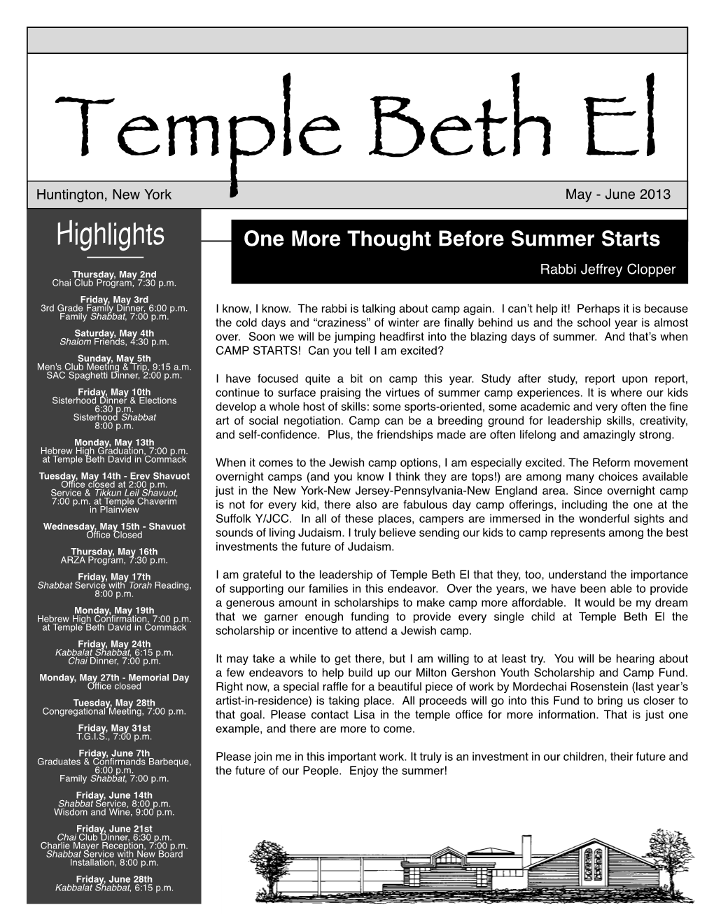 Highlights Beth El One More Thought Before Summer Starts