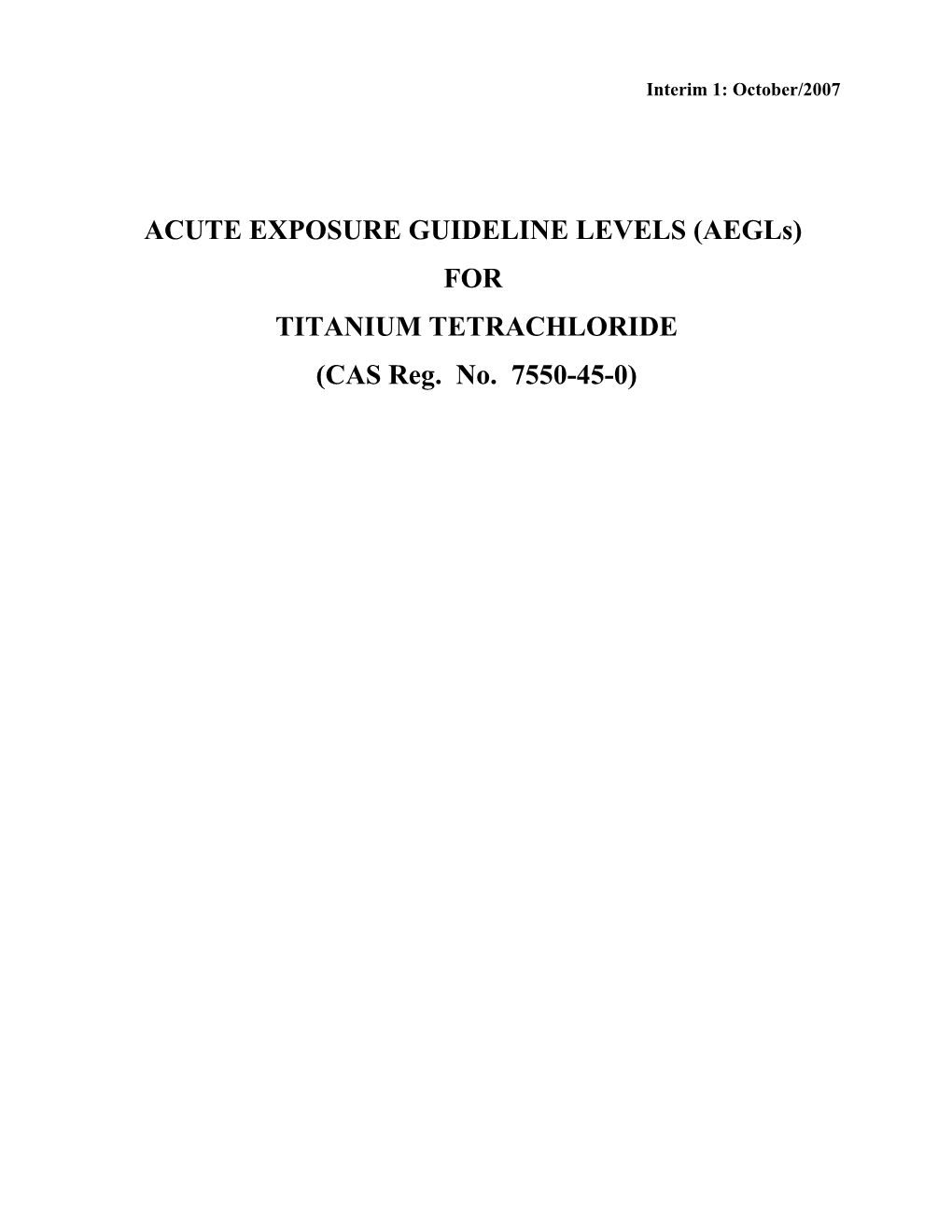 Titanium Tetrachloride Interim AEGL Document