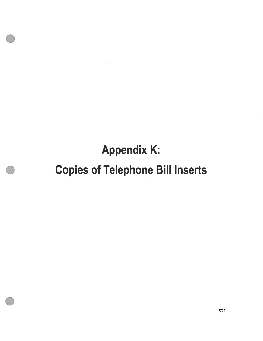 Copies of Telephone Bill Inserts