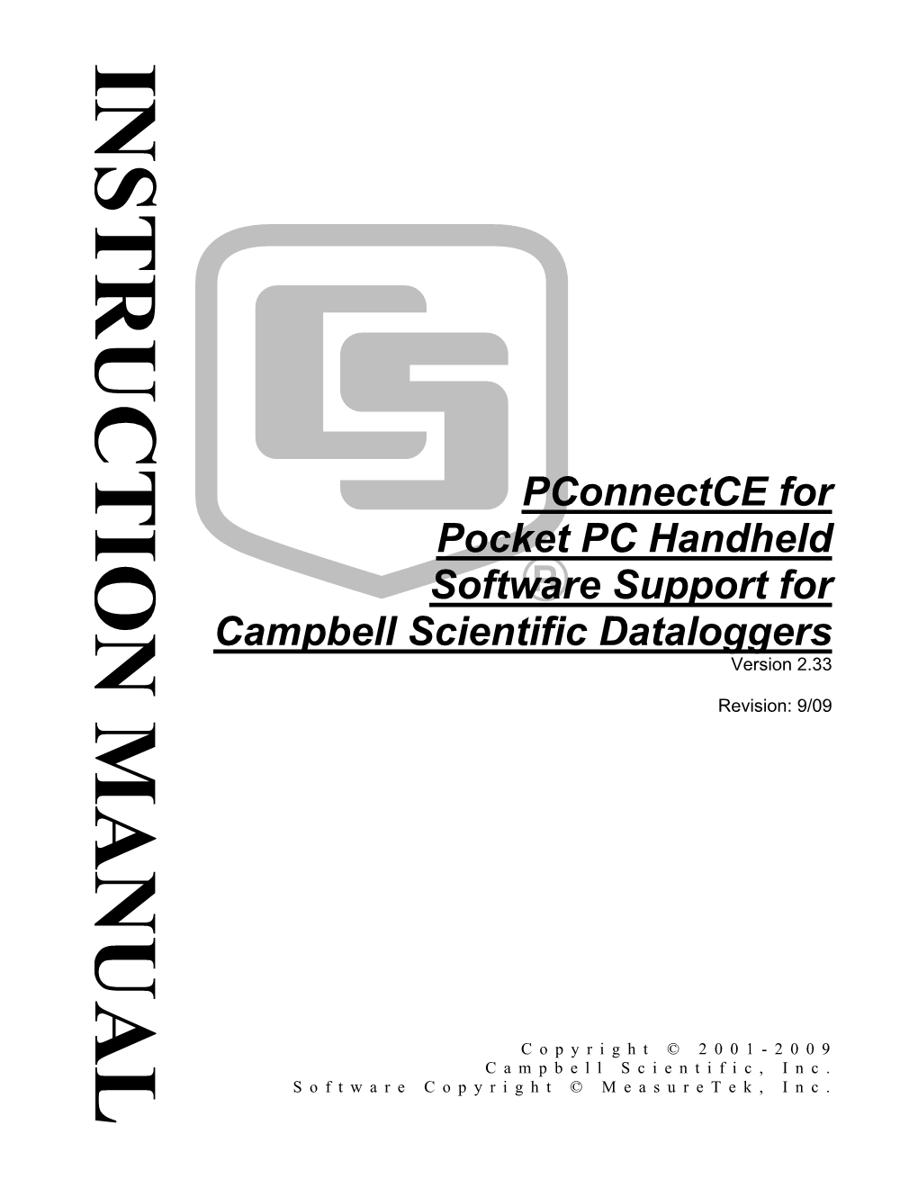 Pconnectce for Pocket PC Handheld Software Support for Campbell Scientific Dataloggers Version 2.33