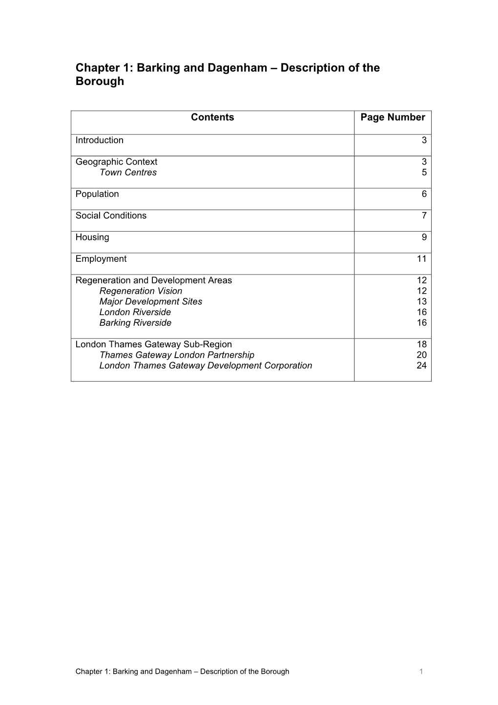 Chapter 1: Barking and Dagenham – Description of the Borough