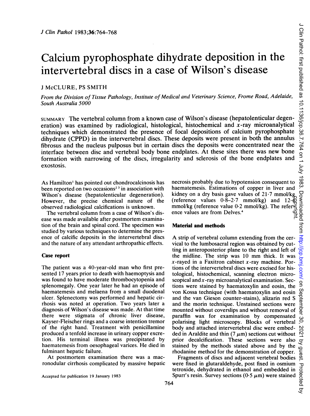 Calcium Pyrophosphate Dihydrate Deposition in the Intervertebral Discs in a Case of Wilson's Disease