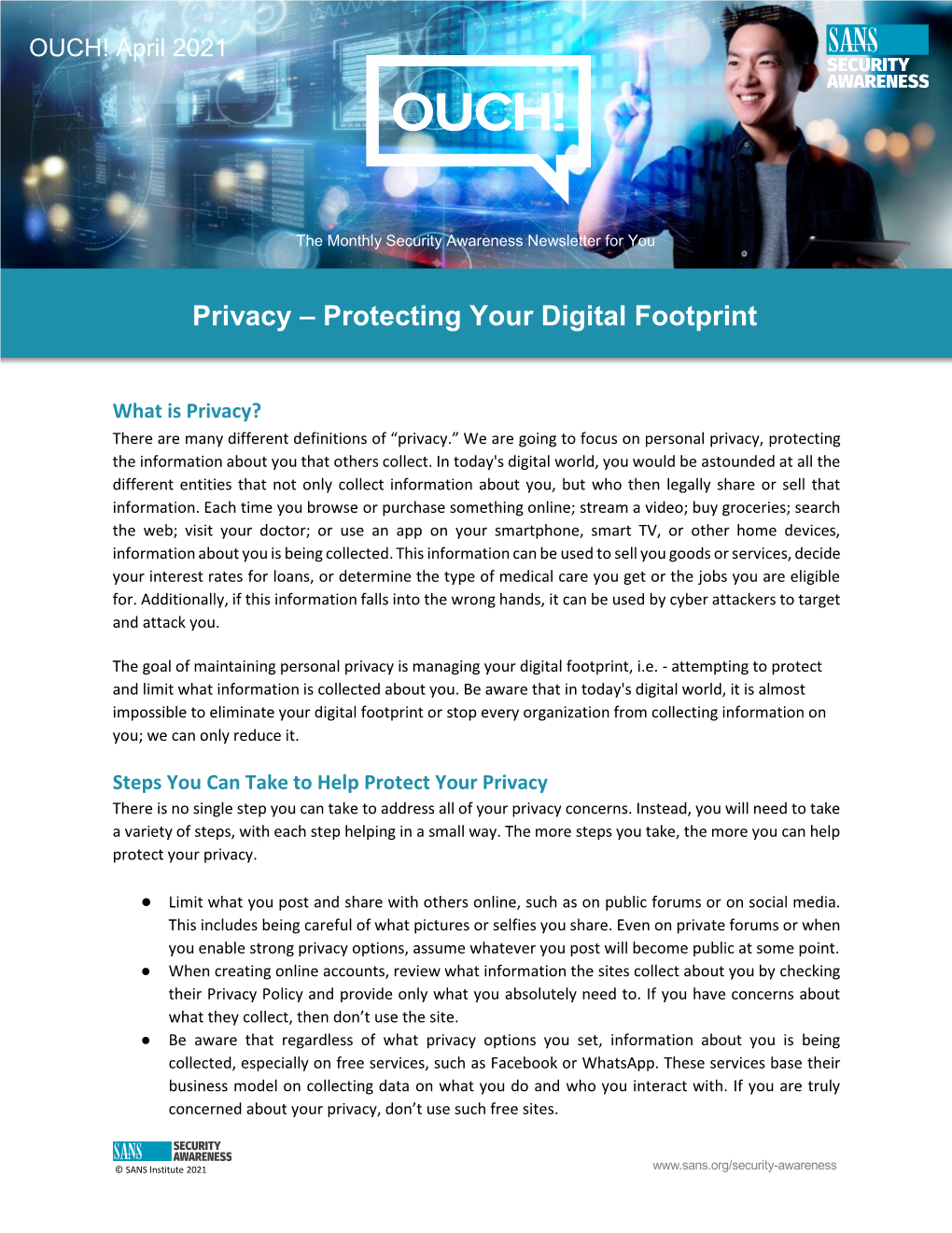 Privacy – Protecting Your Digital Footprint