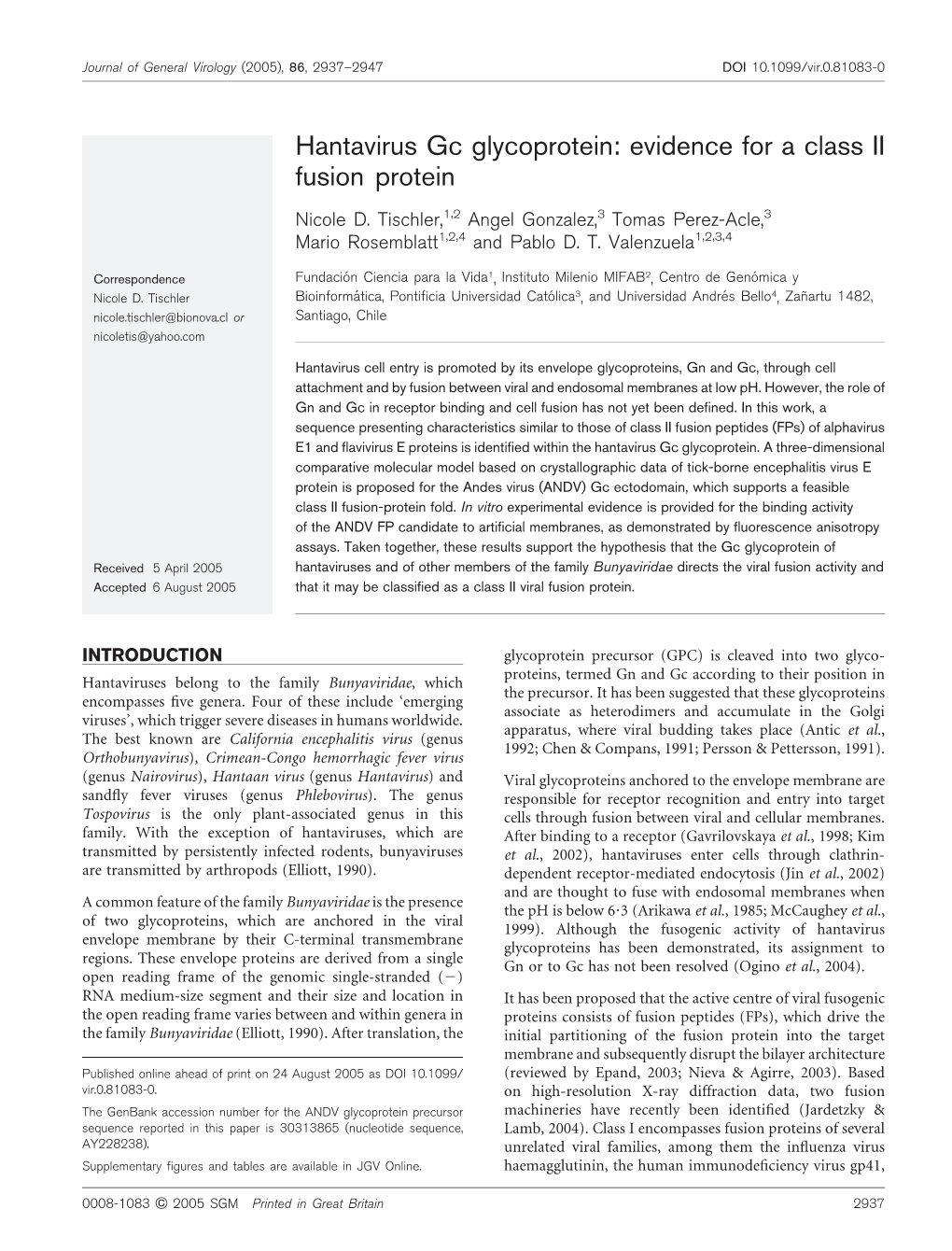 Hantavirus Gc Glycoprotein: Evidence for a Class II Fusion Protein