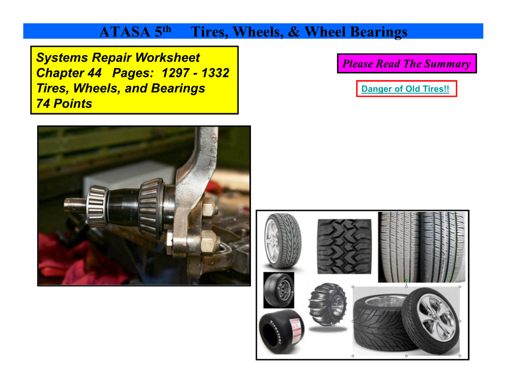 ATASA 5 Th Tires, Wheels, & Wheel Bearings