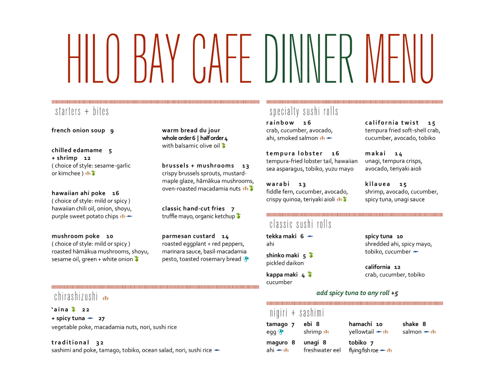 Hilo Bay Cafedinnermenu