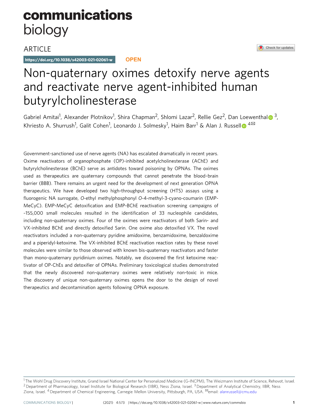 Non-Quaternary Oximes Detoxify Nerve Agents and Reactivate Nerve Agent-Inhibited Human Butyrylcholinesterase